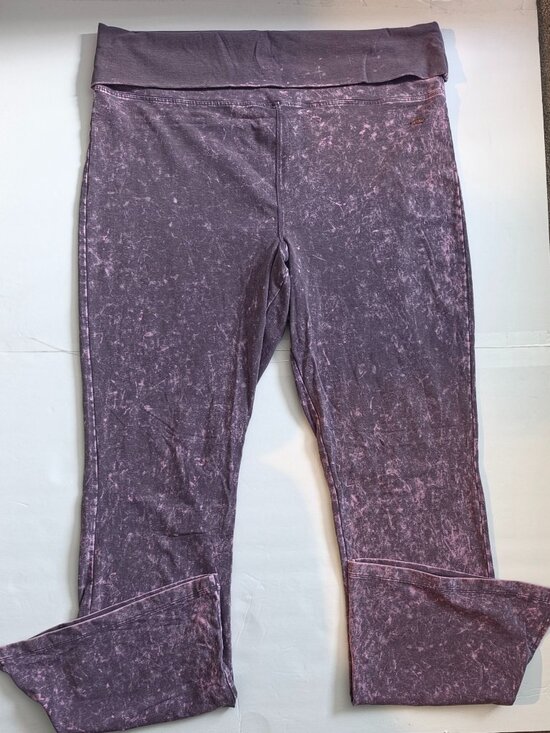 PINK Victoria's Secret Pants - PINK Victoria’s Secret Purple Acid Wash Foldover Flare Leggings Split Hem XXL